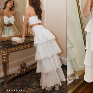 Show Me Your MUMU Katrina Layered Swing Skirt Dress Size XS White Ivory Bride